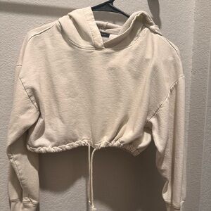 white cut off hoodie